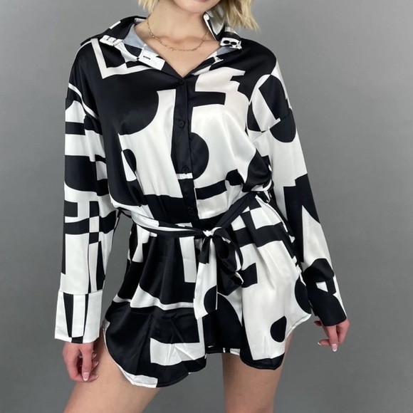 Peppermayo Dresses & Skirts - Peppermayo Faye Mini Shirt Dress in Black Retro